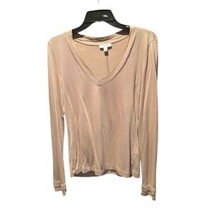 Reiss Brady Jersey V-neck Top in Camel Medium